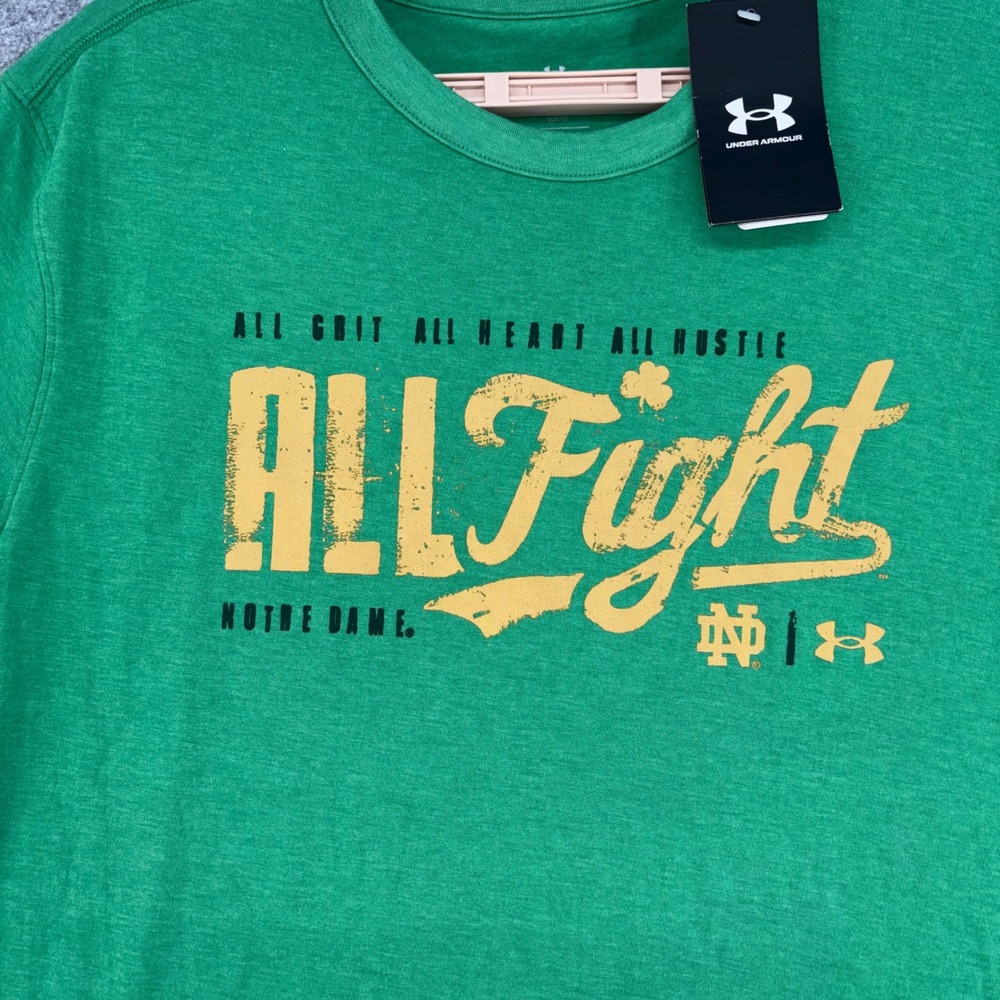 Under Armour Notre Dame Fighting Irish Green All Fight Graphic T-Shirt Mens M